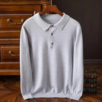 Pull homme col polo boutonné, coloris Gris