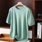 Pull homme col rond manches courtes, coloris Vert