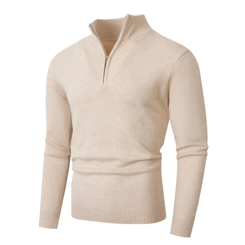 Pull homme zippé, coloris Beige