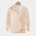 Pull homme demi-zip, coloris Beige