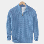Pull homme demi-zip, coloris Bleu clair