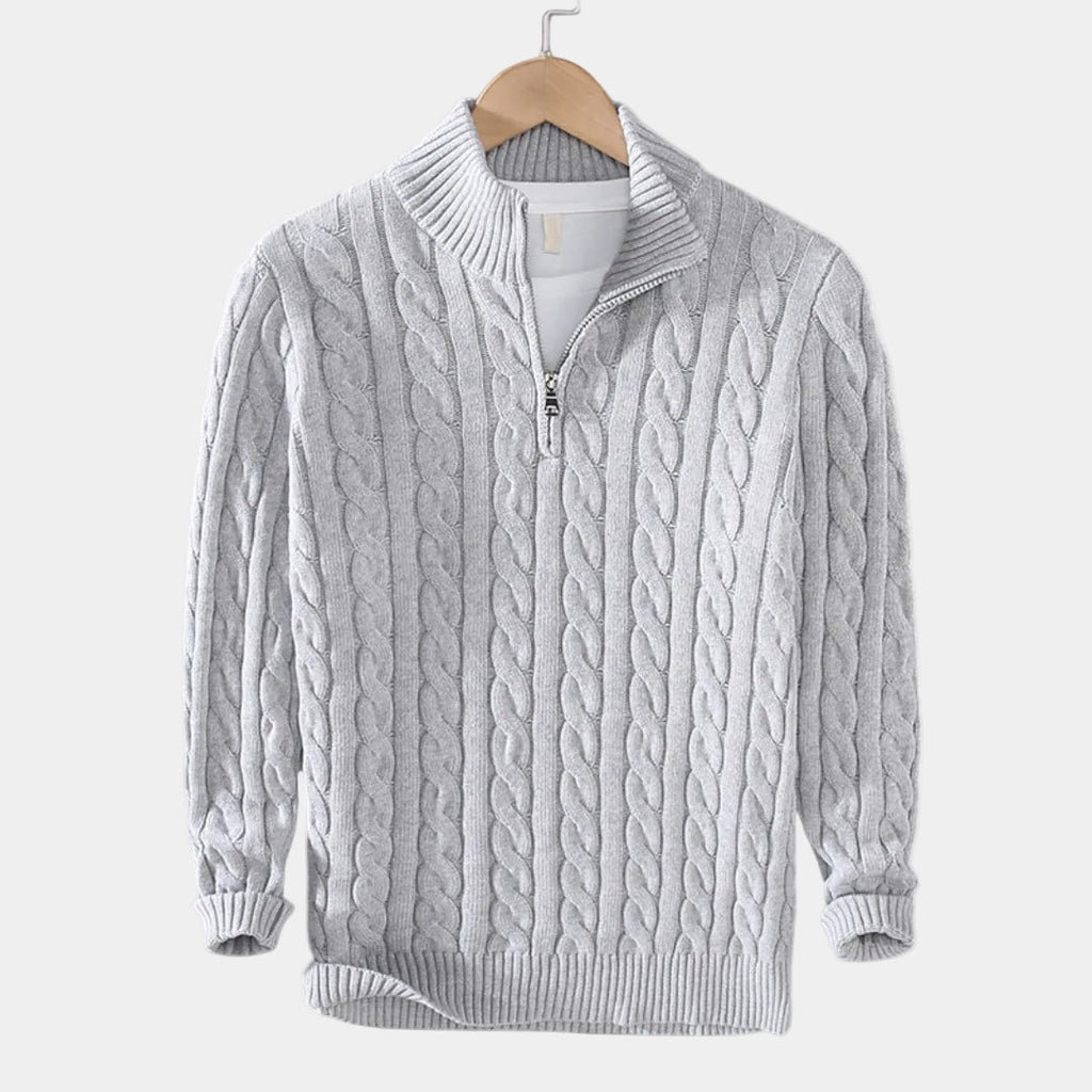 Pull homme demi-zip, coloris Gris