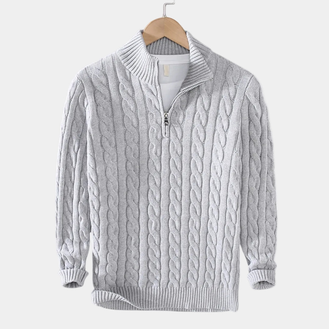 Pull homme demi-zip, coloris Gris