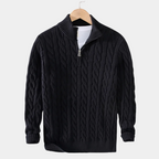 Pull homme demi-zip, coloris Noir