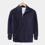 Pull homme demi-zip, coloris Bleu marine