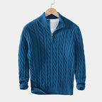 Pull homme demi-zip, coloris Bleu