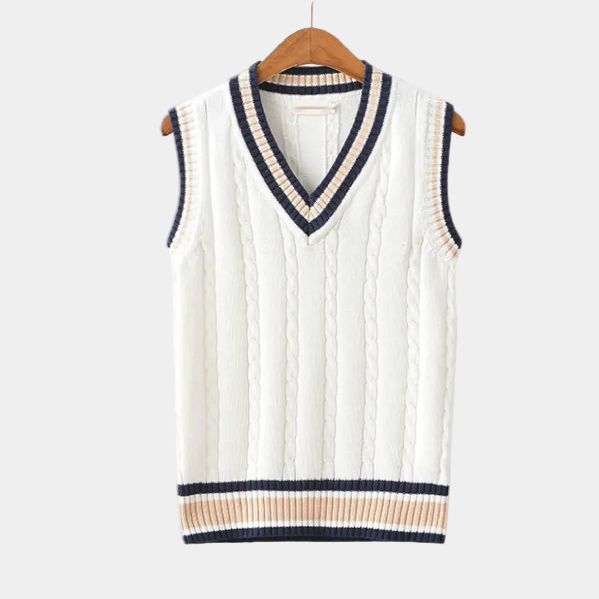 Pull sans manches homme col V, coloris Blanc