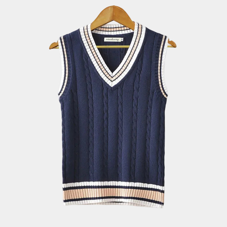 Pull sans manches homme col V, coloris Bleu