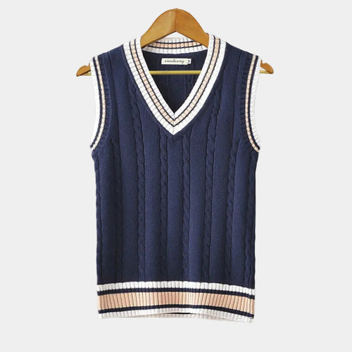 Pull sans manches homme col V, coloris Bleu