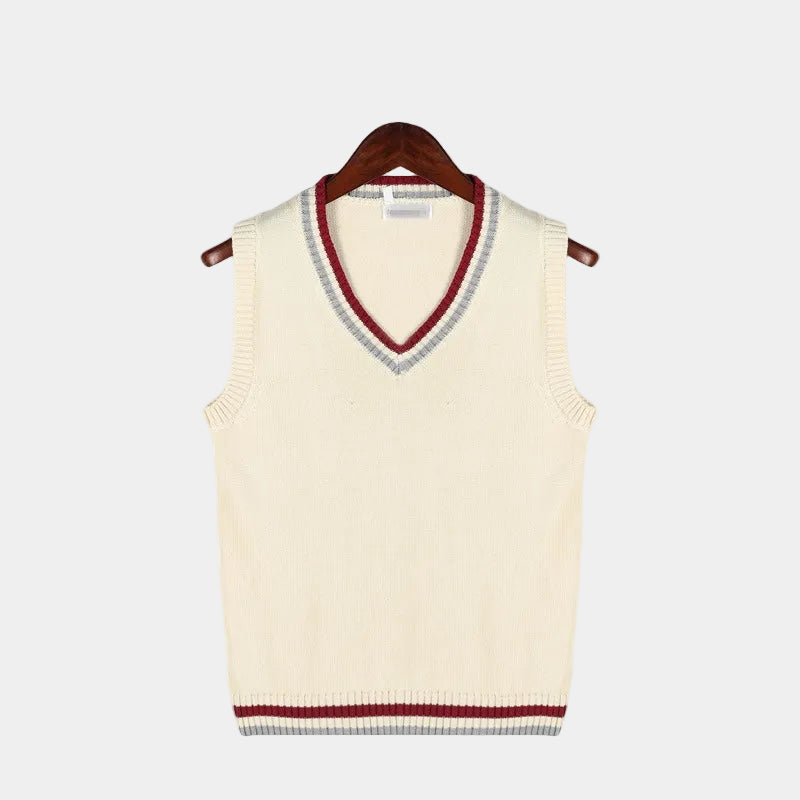 Pull sans manches homme col V, coloris Beige
