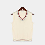 Pull sans manches homme col V, coloris Beige
