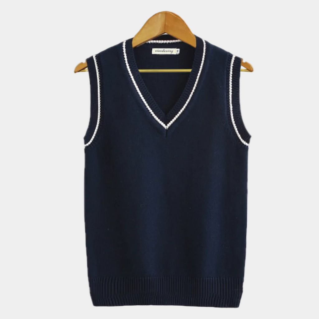 Pull sans manches homme col V, coloris Bleu foncé