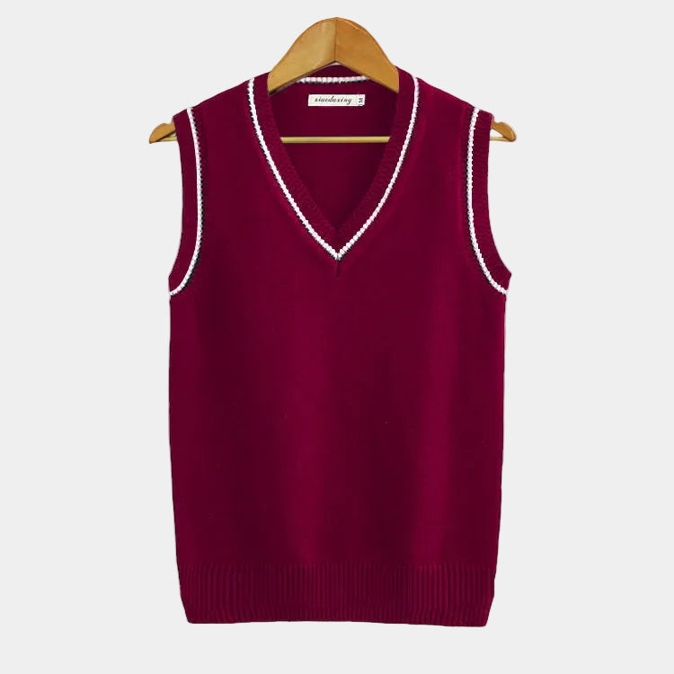 Pull sans manches homme col V, coloris Bordeaux