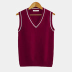 Pull sans manches homme col V, coloris Bordeaux
