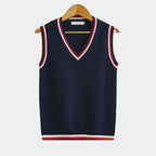 Pull sans manches homme col V, coloris Bleu marine