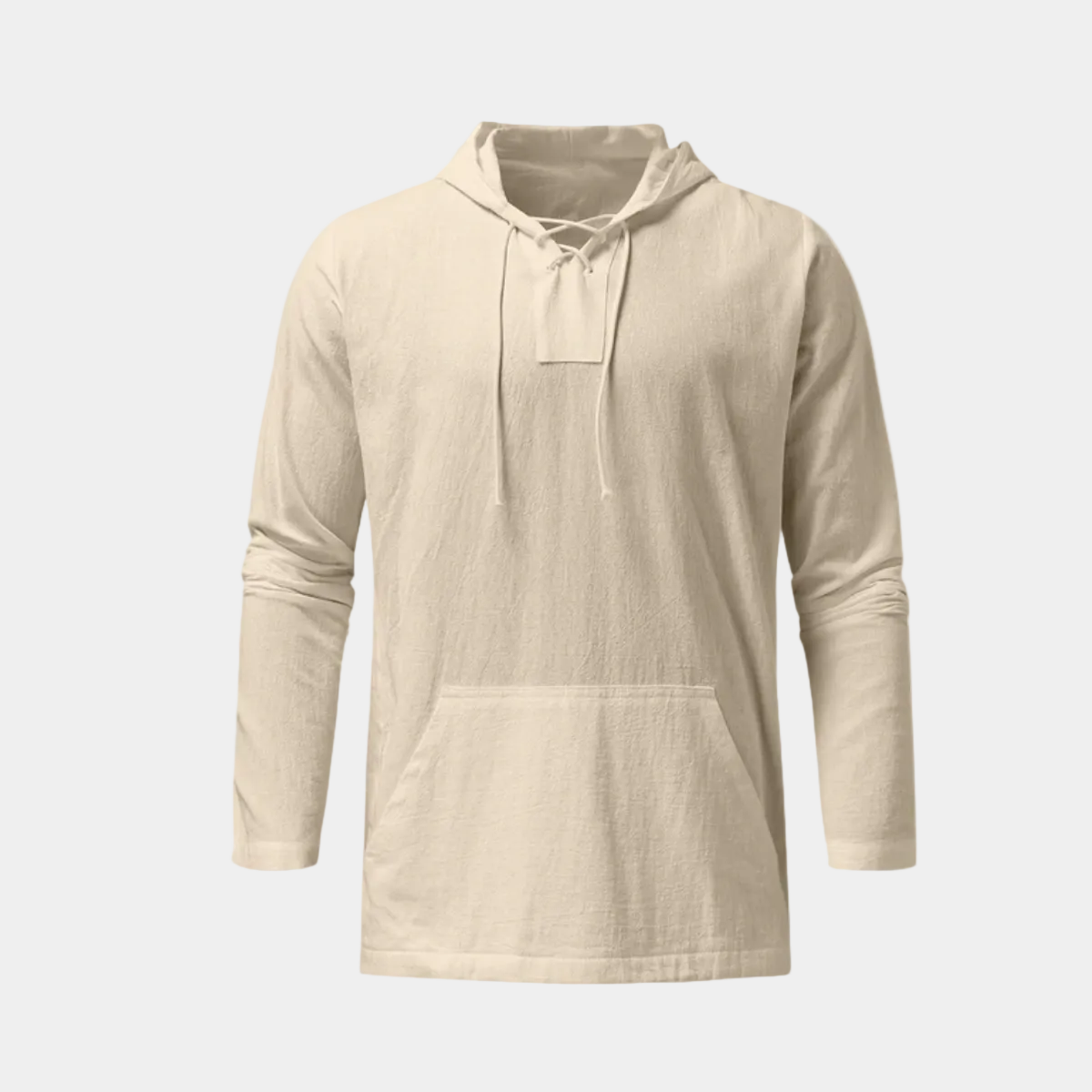 Pull homme à capuche lacets, coloris Beige