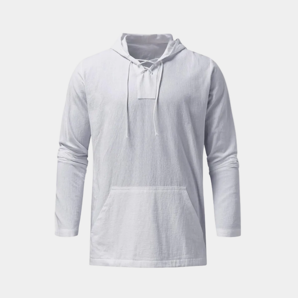 Pull homme à capuche lacets, coloris Blanc