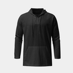 Pull homme à capuche lacets, coloris Noir