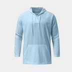 Pull homme à capuche lacets, coloris Bleu clair