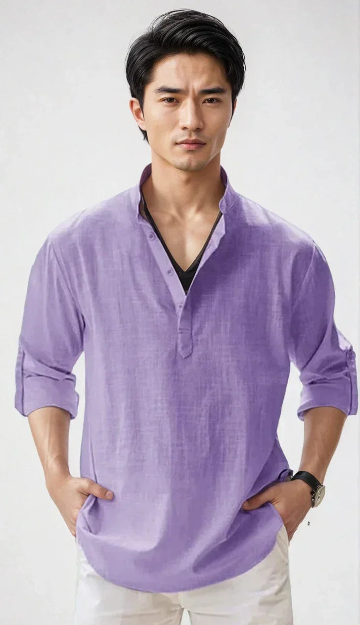 Chemise en lin pour homme, coloris Violet