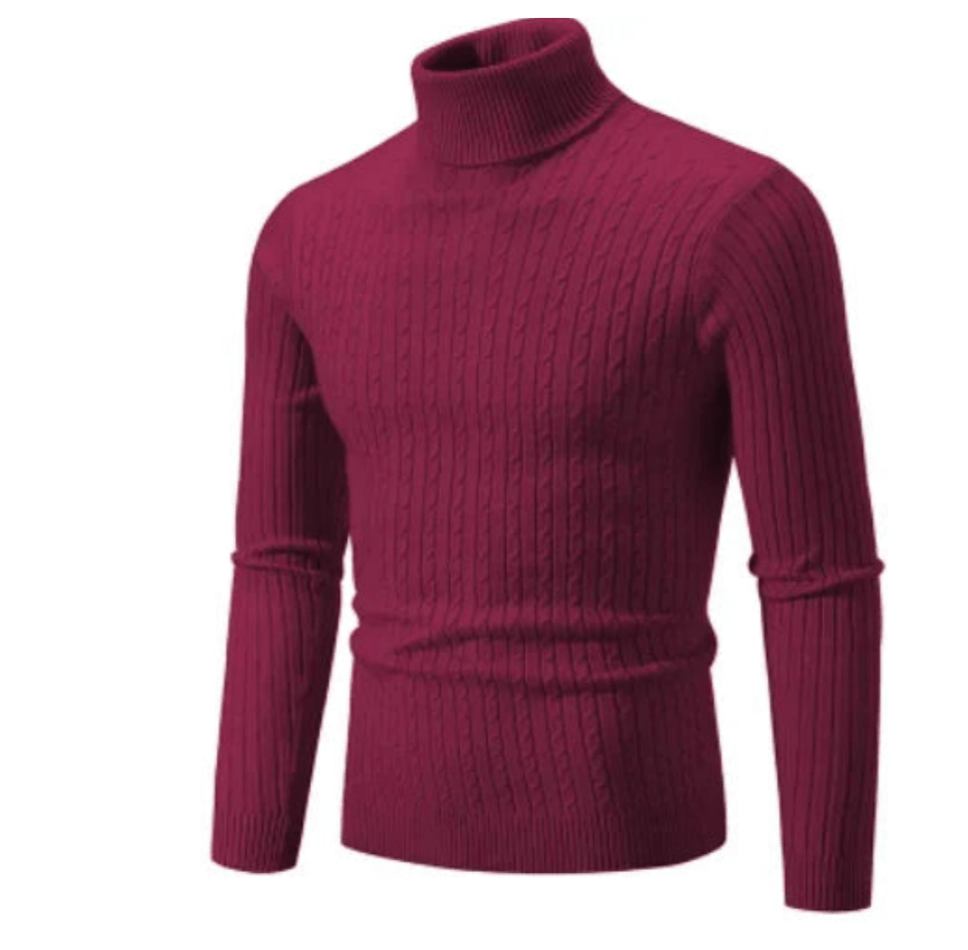 Pull Col Roulé Côtelé pour Homme, coloris Bordeaux Rouge