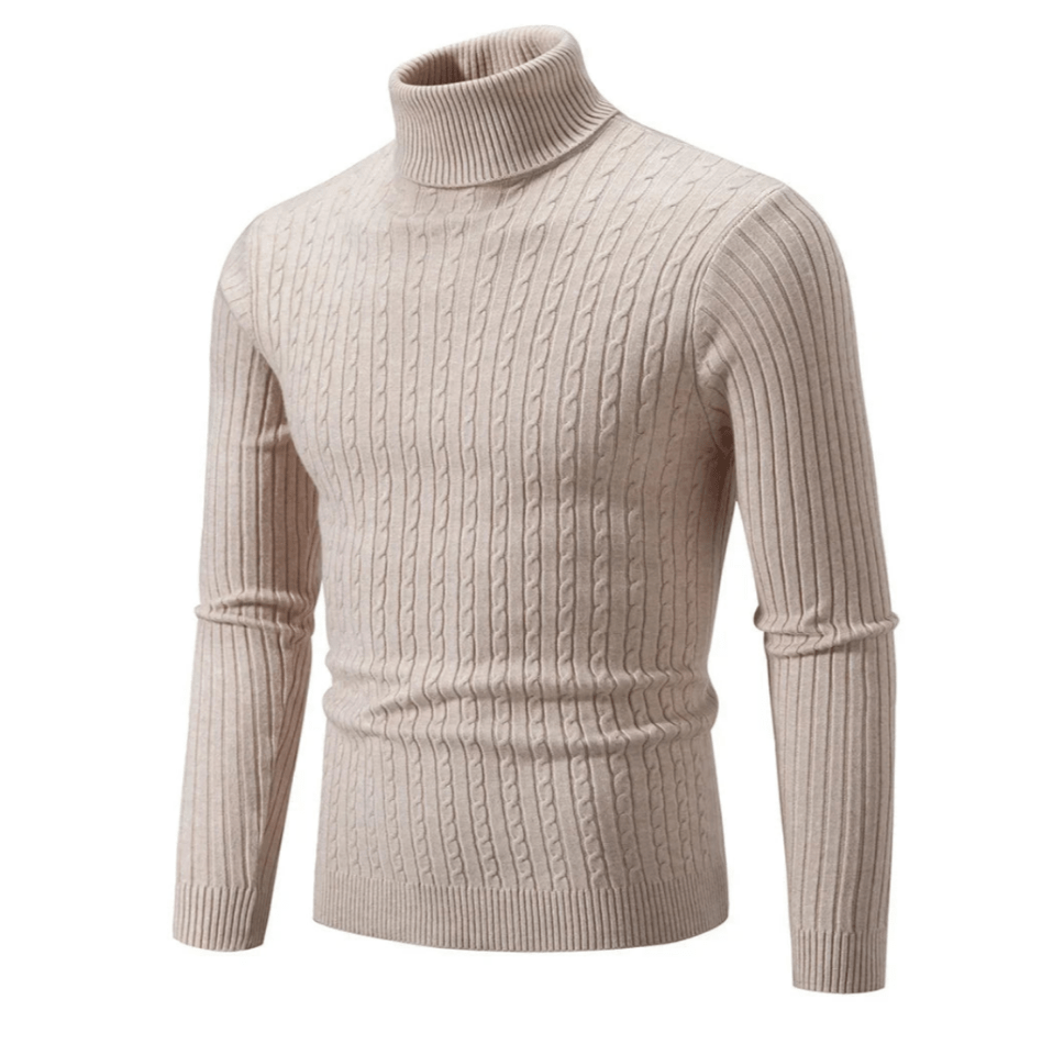 Pull Col Roulé Côtelé pour Homme, coloris Beige
