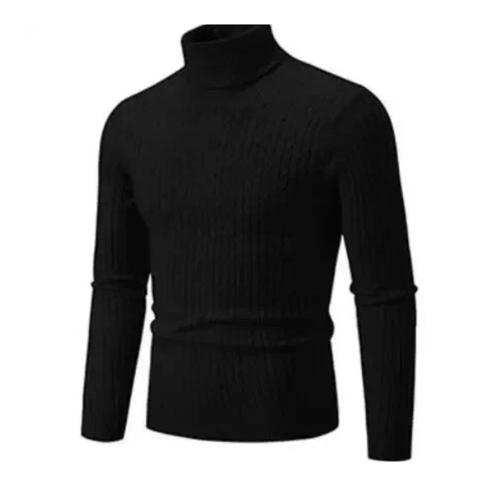 Pull Col Roulé Côtelé pour Homme, coloris Noir