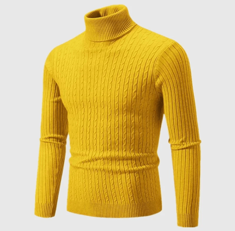 Pull Col Roulé Côtelé pour Homme, coloris Jaune