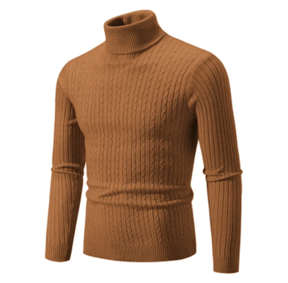 Pull Col Roulé Côtelé pour Homme, coloris Brun