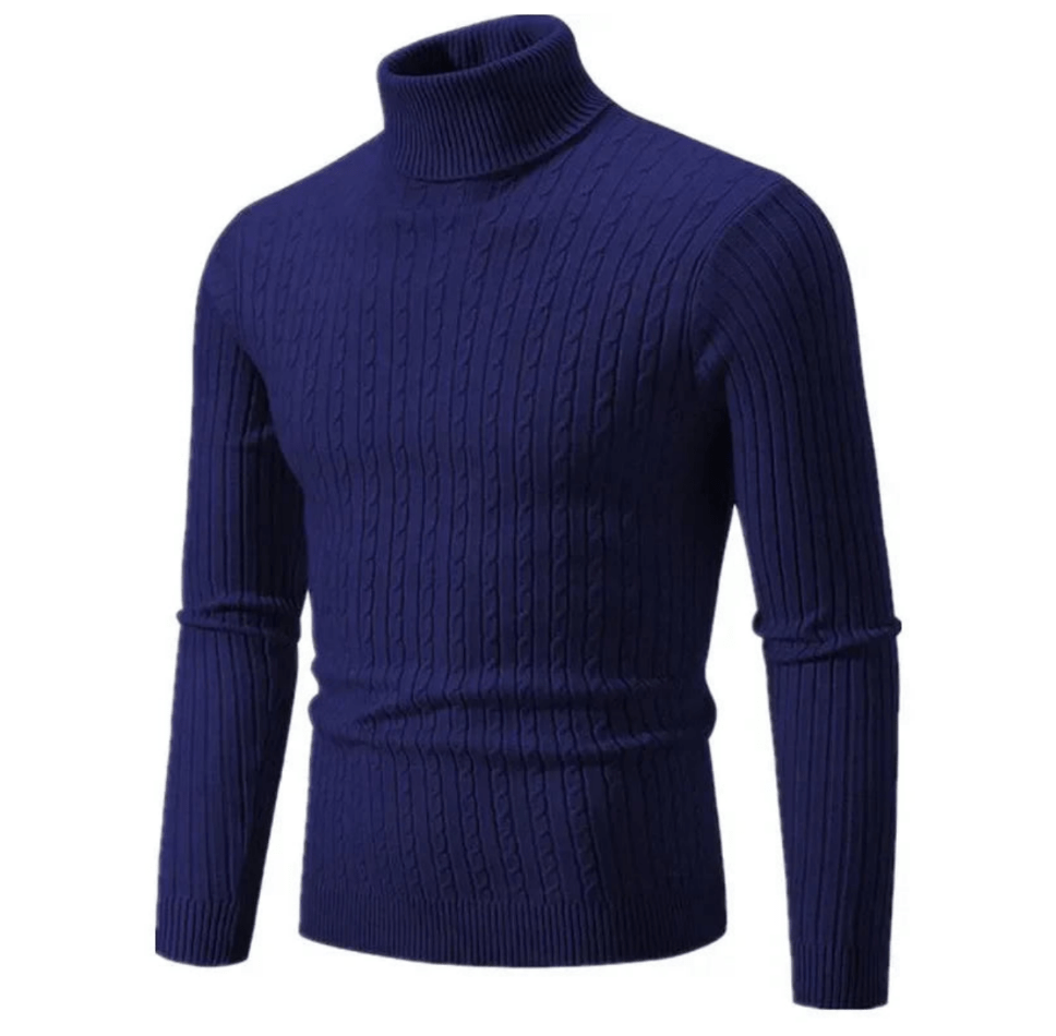 Pull Col Roulé Côtelé pour Homme, coloris Bleu marine