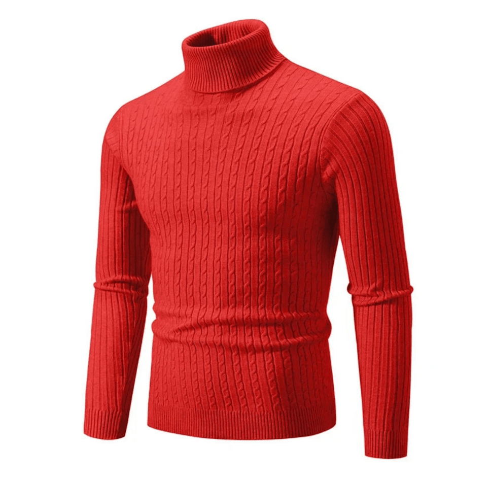 Pull Col Roulé Côtelé pour Homme, coloris Rouge
