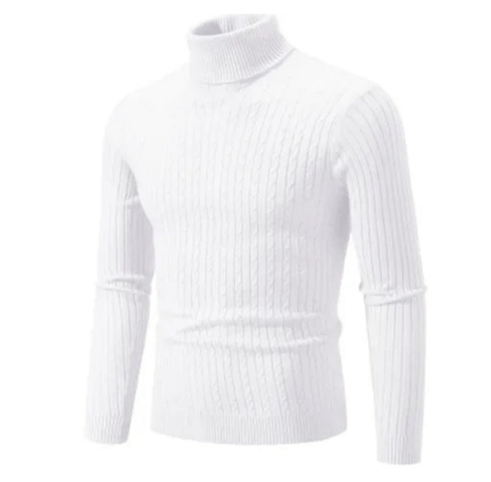 Pull Col Roulé Côtelé pour Homme, coloris Blanc