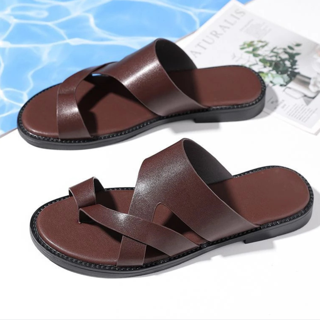 Sandales homme à brides, coloris Marron