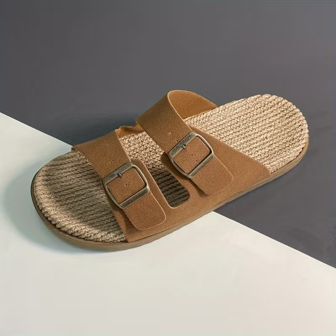 Sandales homme à doubles brides, coloris Marron clair