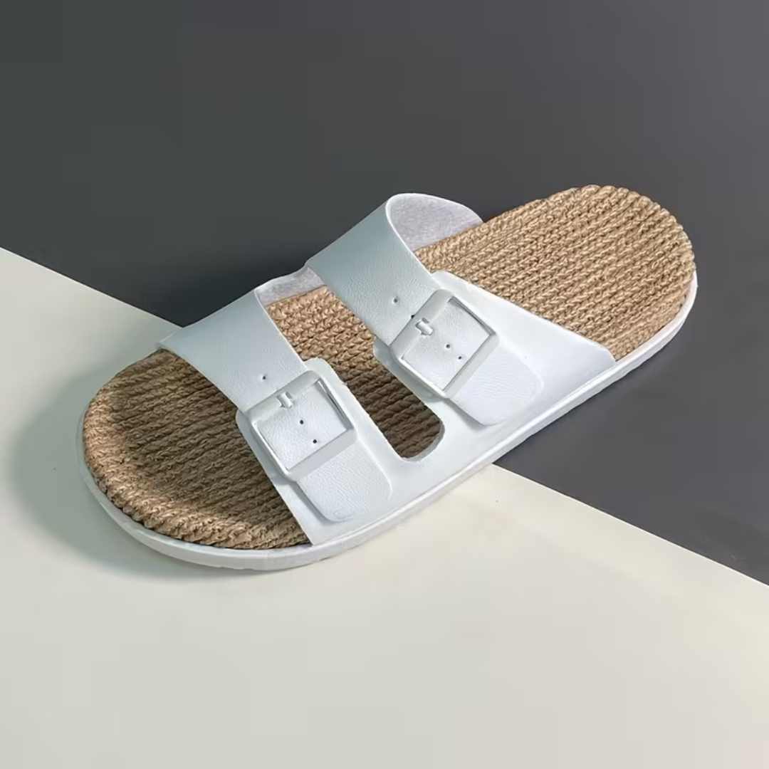 Sandales homme à doubles brides, coloris Blanc