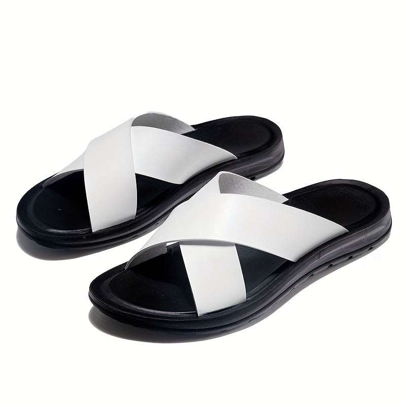 Sandales homme à larges brides, coloris Blanc
