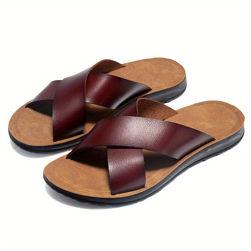 Sandales homme à larges brides, coloris Bordeaux
