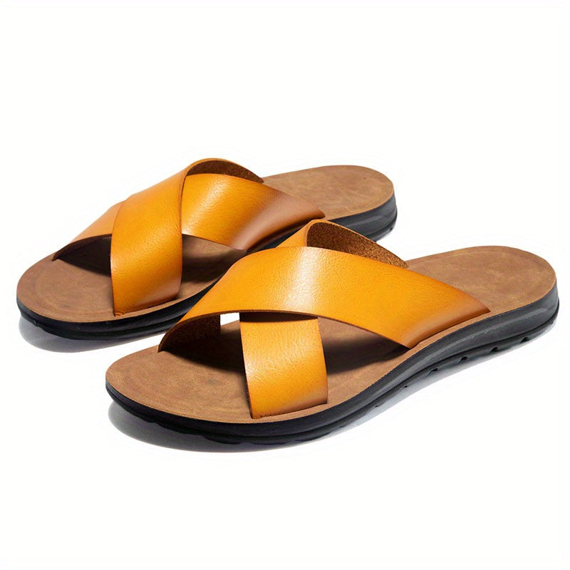 Sandales homme à larges brides, coloris Jaune