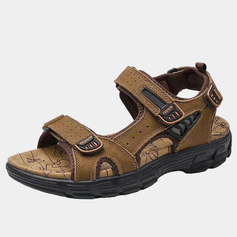 Sandales homme à brides réglables, coloris Marron foncé