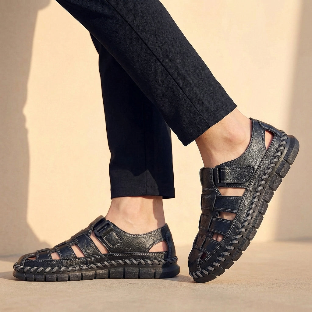 Sandales homme ajourées, coloris Noir