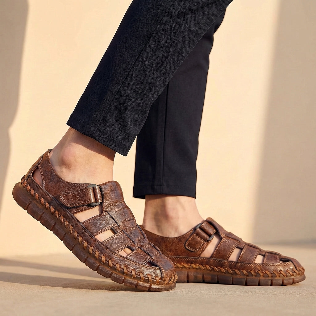 Sandales homme ajourées, coloris Marron