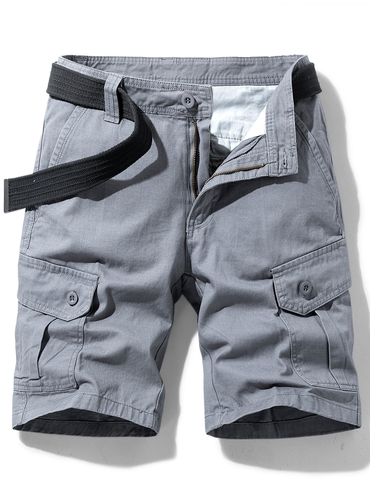 Short cargo homme ceinture intégrée, coloris Gris