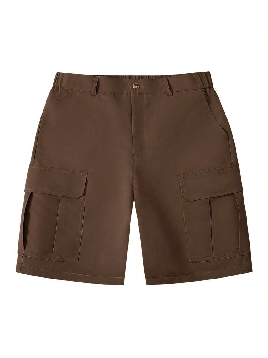 Short cargo homme à poches à rabat, coloris Marron café