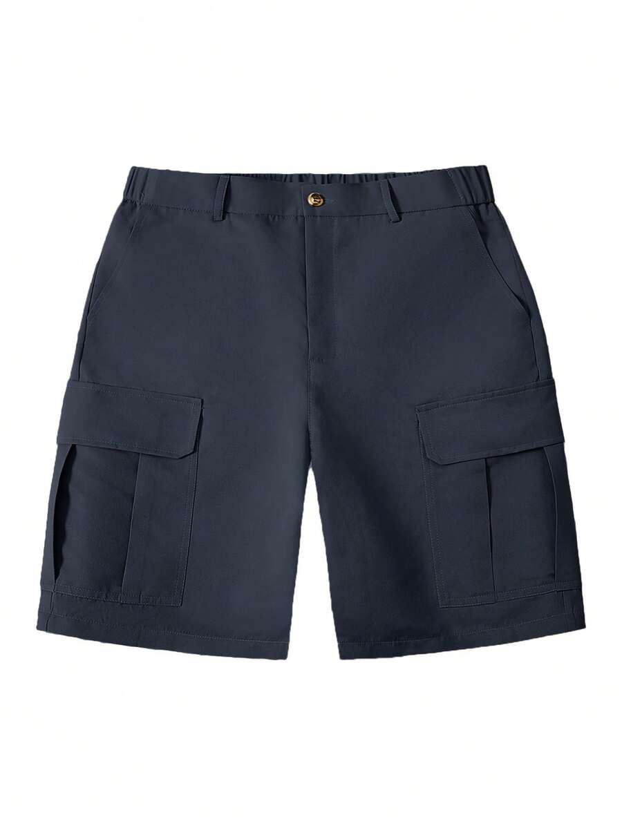 Short cargo homme à poches à rabat, coloris Bleu marine