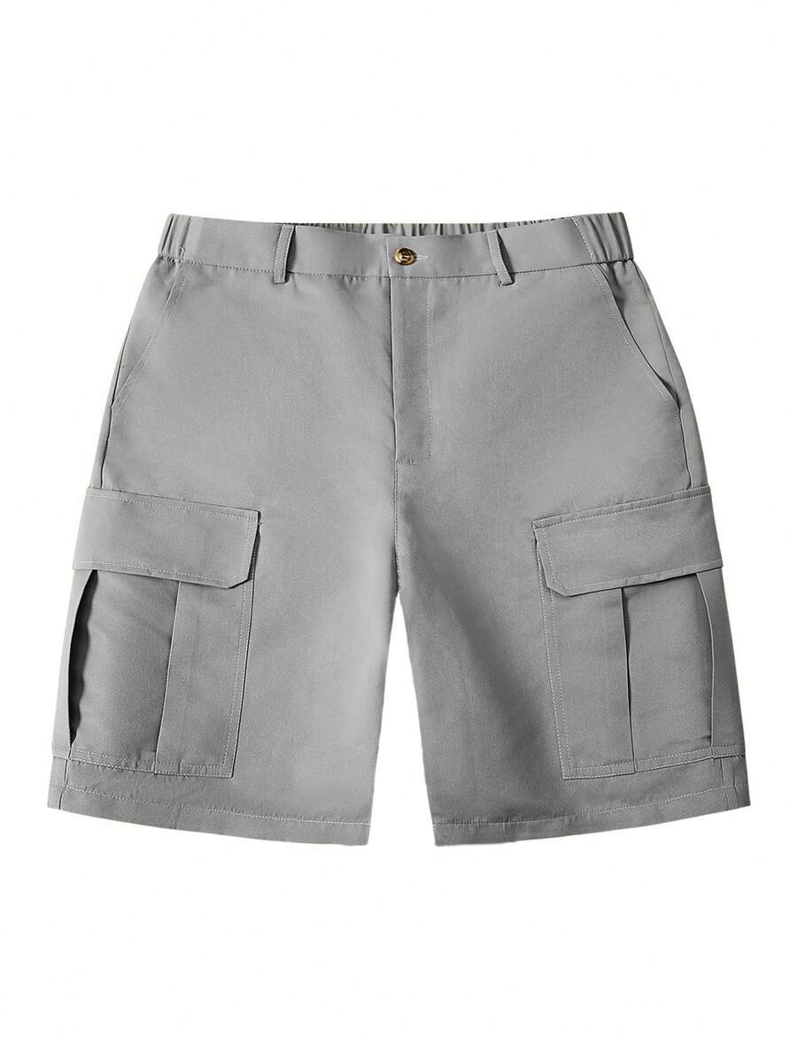 Short cargo homme à poches à rabat, coloris Gris clair