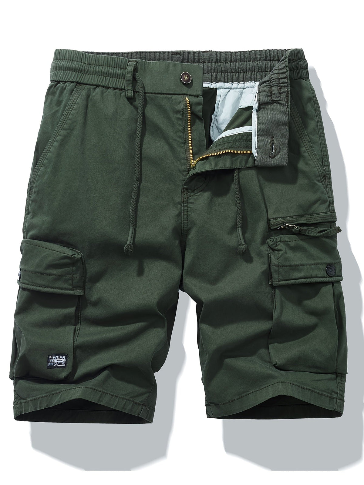 Short cargo homme taille ajustable, coloris Vert fonce