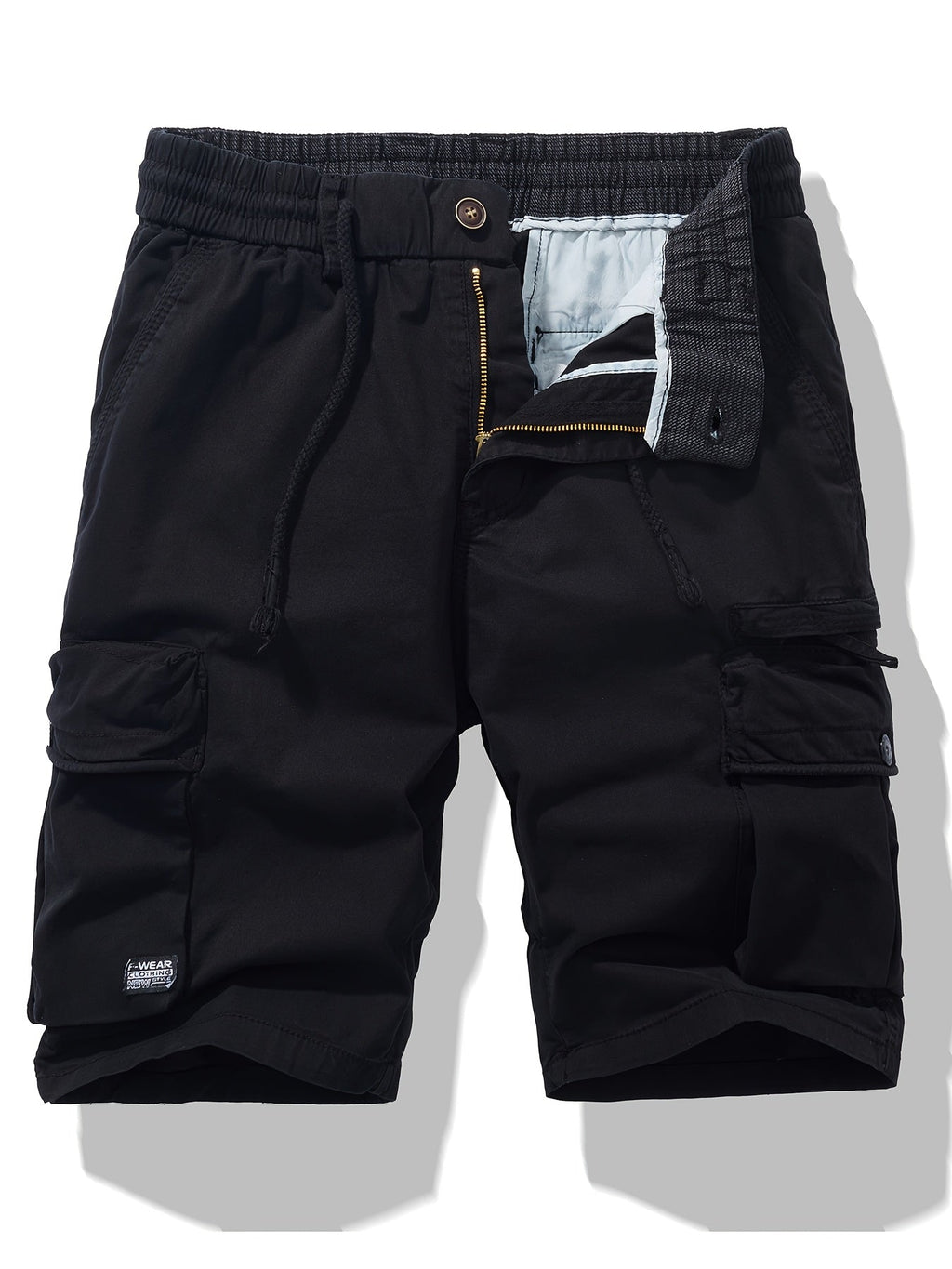 Short cargo homme taille ajustable, coloris Noir