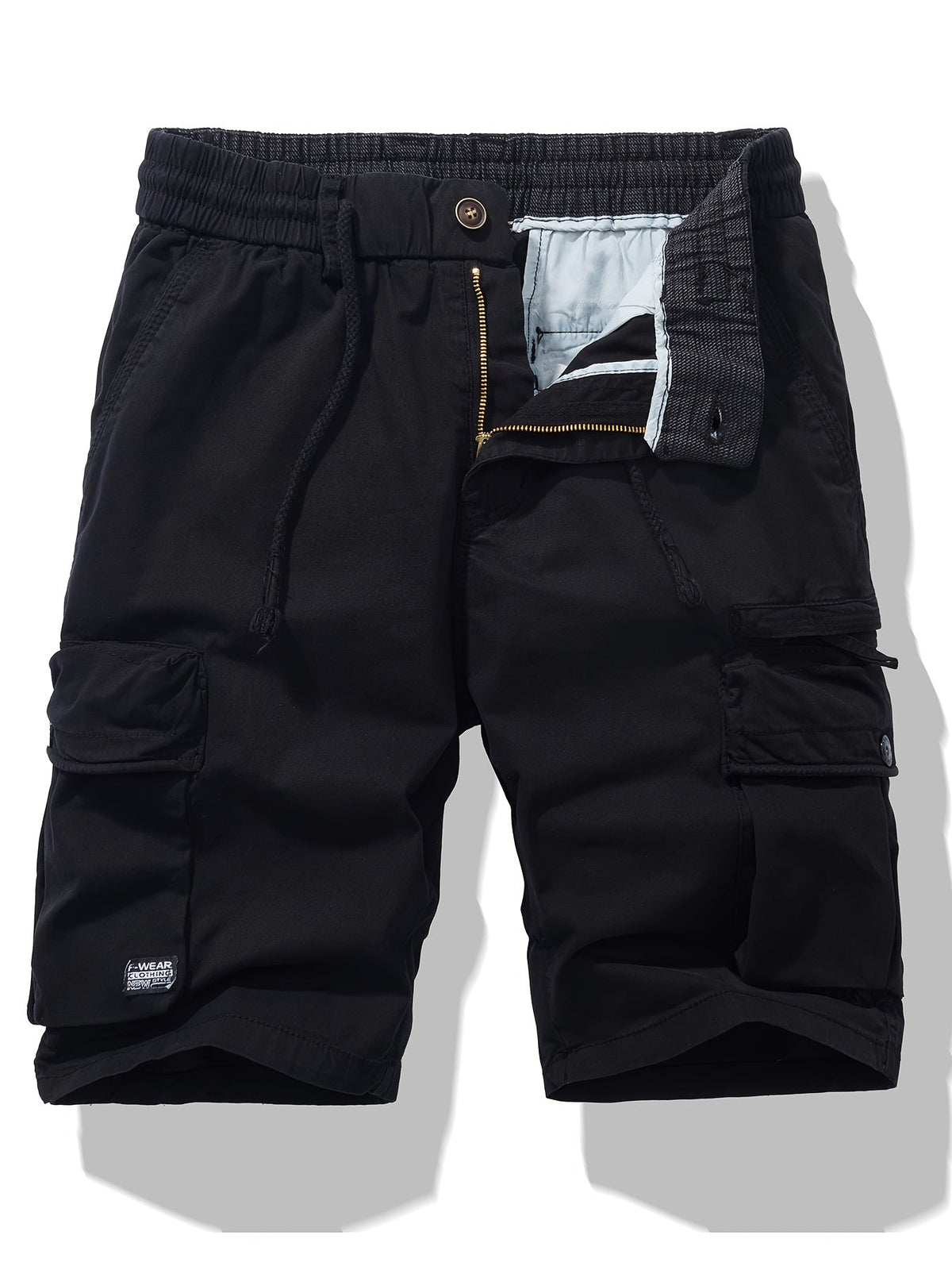 Short cargo homme taille ajustable, coloris Noir