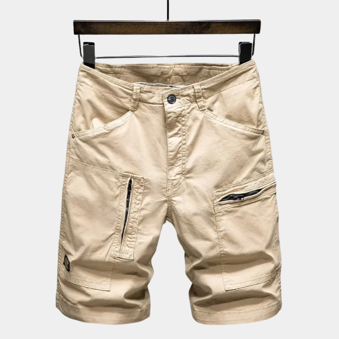 Short cargo homme zippé, coloris Kaki