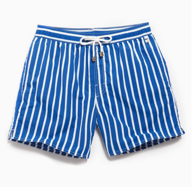 Short homme à rayures verticales, coloris Bleu